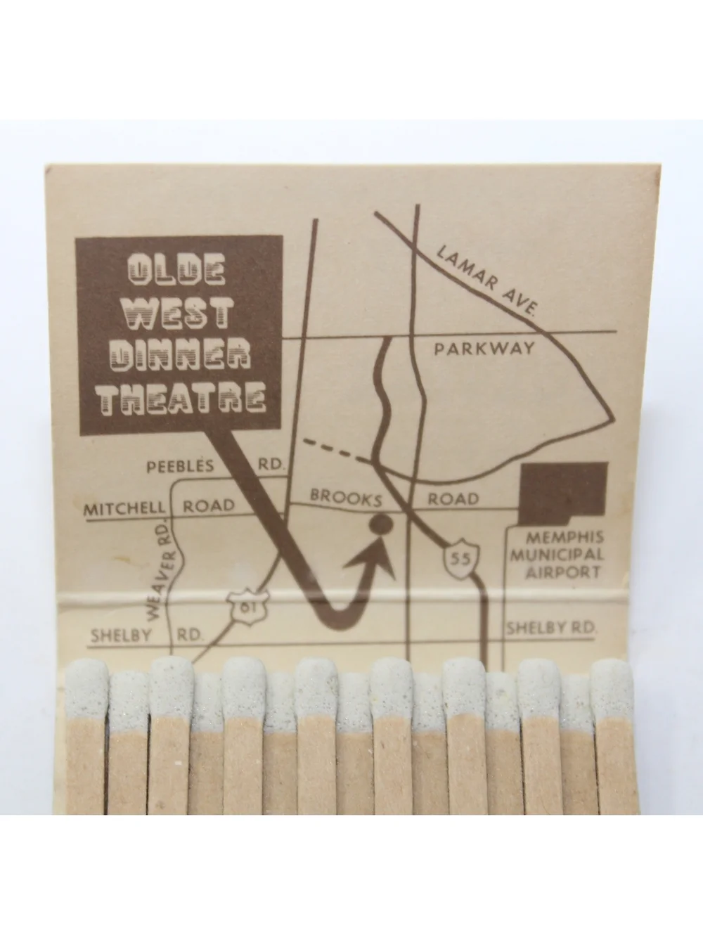 Vintage 60s Matchbook Olde West Dinner Theatre E. Brooks Road Memphis, Tennessee